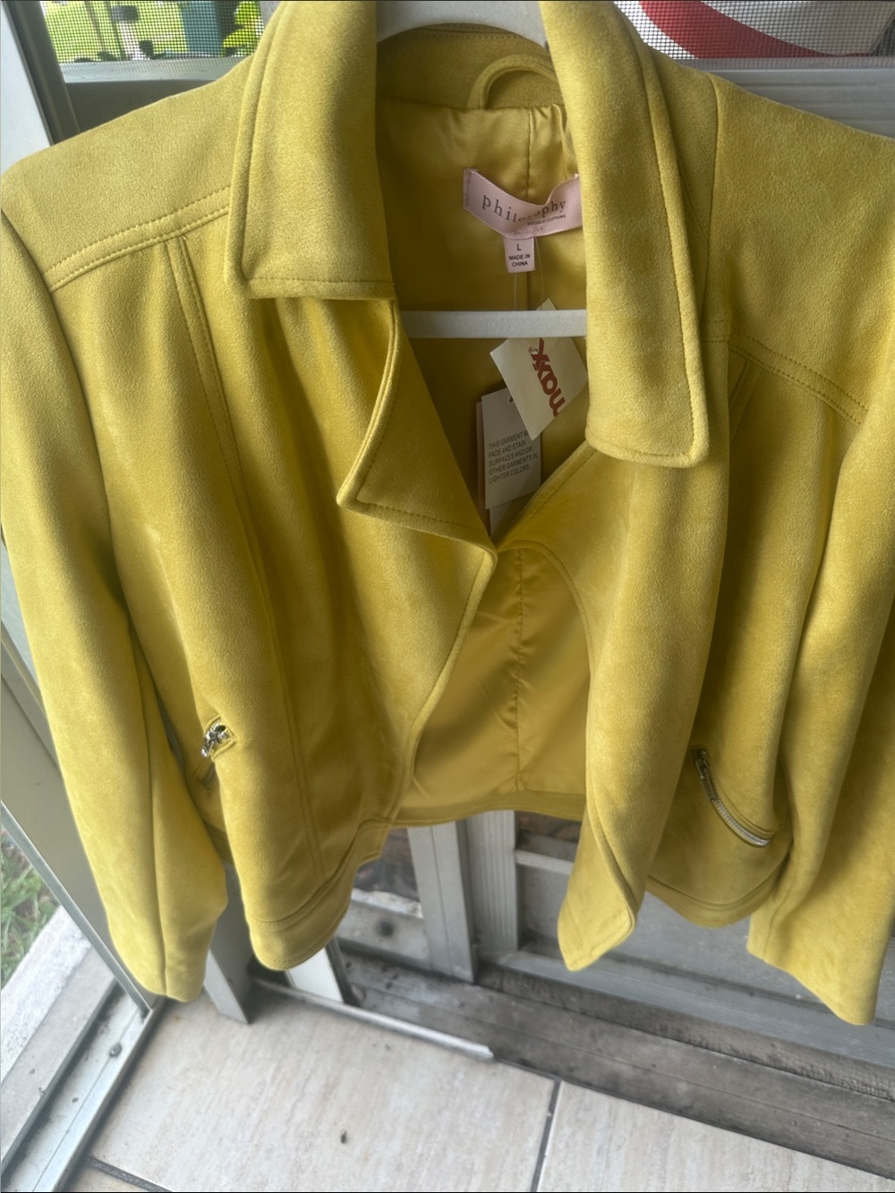 Philosophy Mustard Yellow Suede Cropped Jacket - Picture 2 of 4